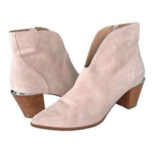 LINEA PAOLO Suede Leather Ankle‎ Boots Westly Western Pointy Toe Blush Pink, 7.5